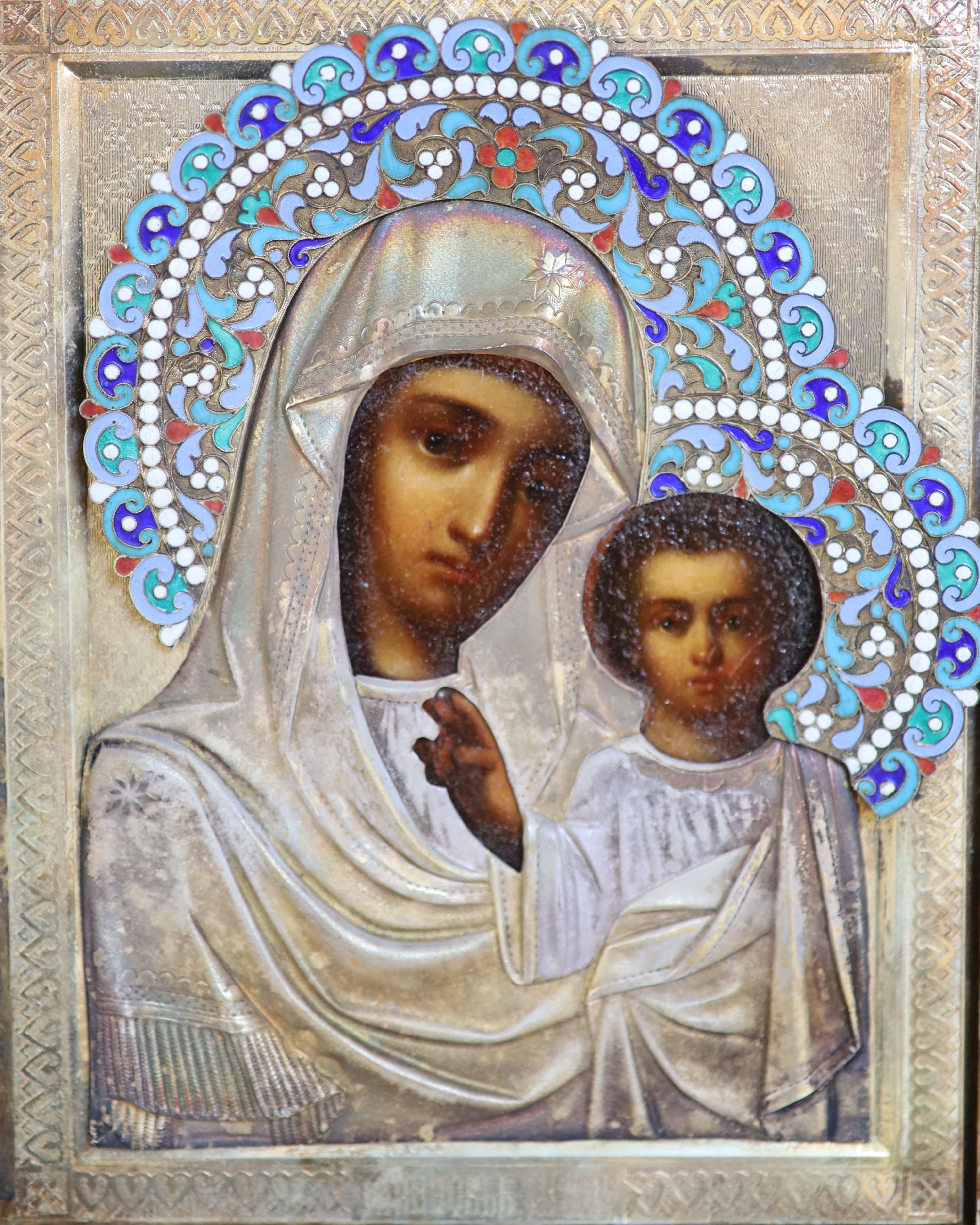19th century Russian School, Icon of the Virgin and child